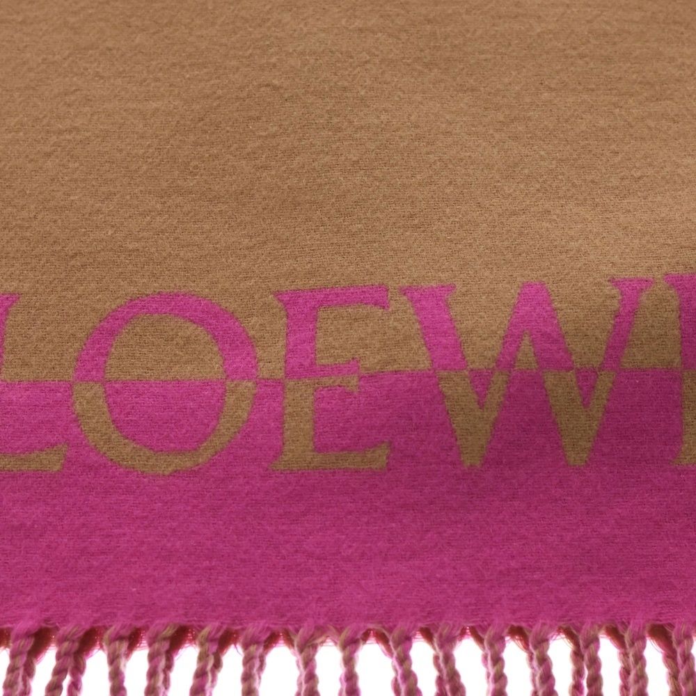 LOEWE ロエベ アナグラム ウール カシミミヤ ストール マフラー ピンク ブラウン