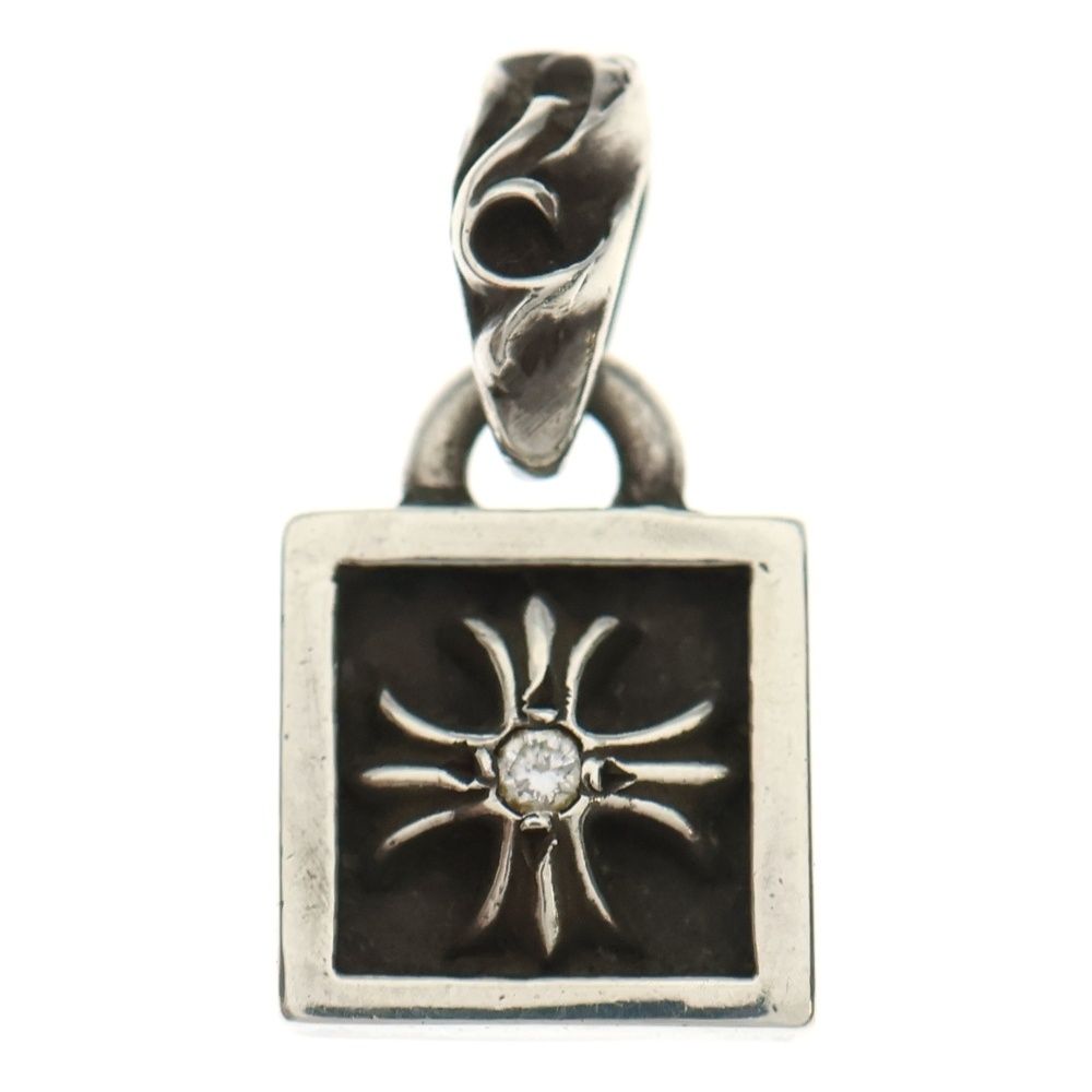 CHROME HEARTS クロムハーツ FRAMED CH PLUS AFTER 1 DIA フレームドCHプラス アフター1ダイヤ チャーム シルバーネックレストップ