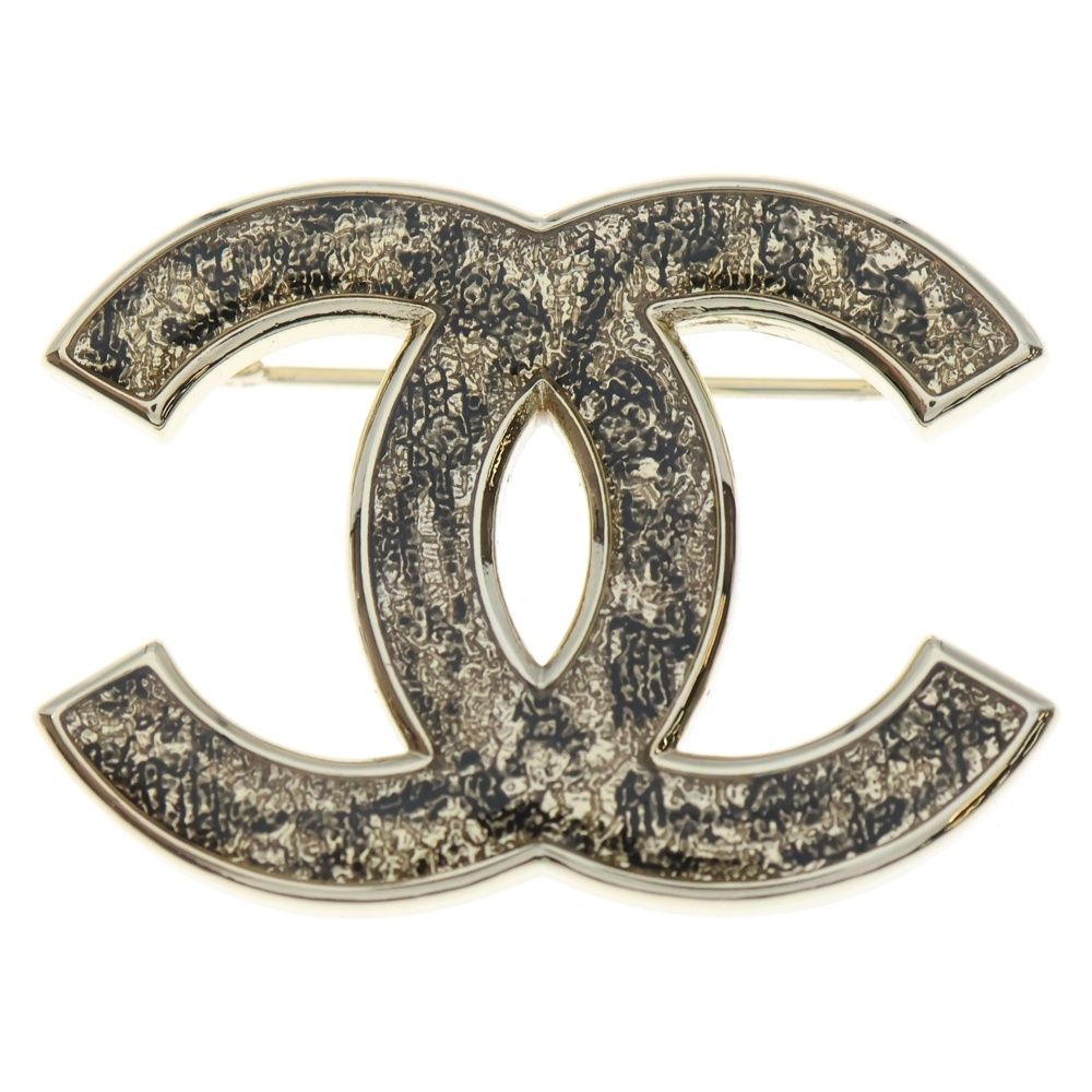 CHANEL シャネル ココマークブローチ ブラック ゴールド B 24