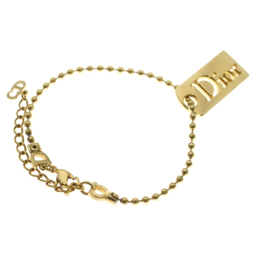DIOR ディオール ロゴ ドックタグ ブレスレット ボールチェーン ゴールド GP
