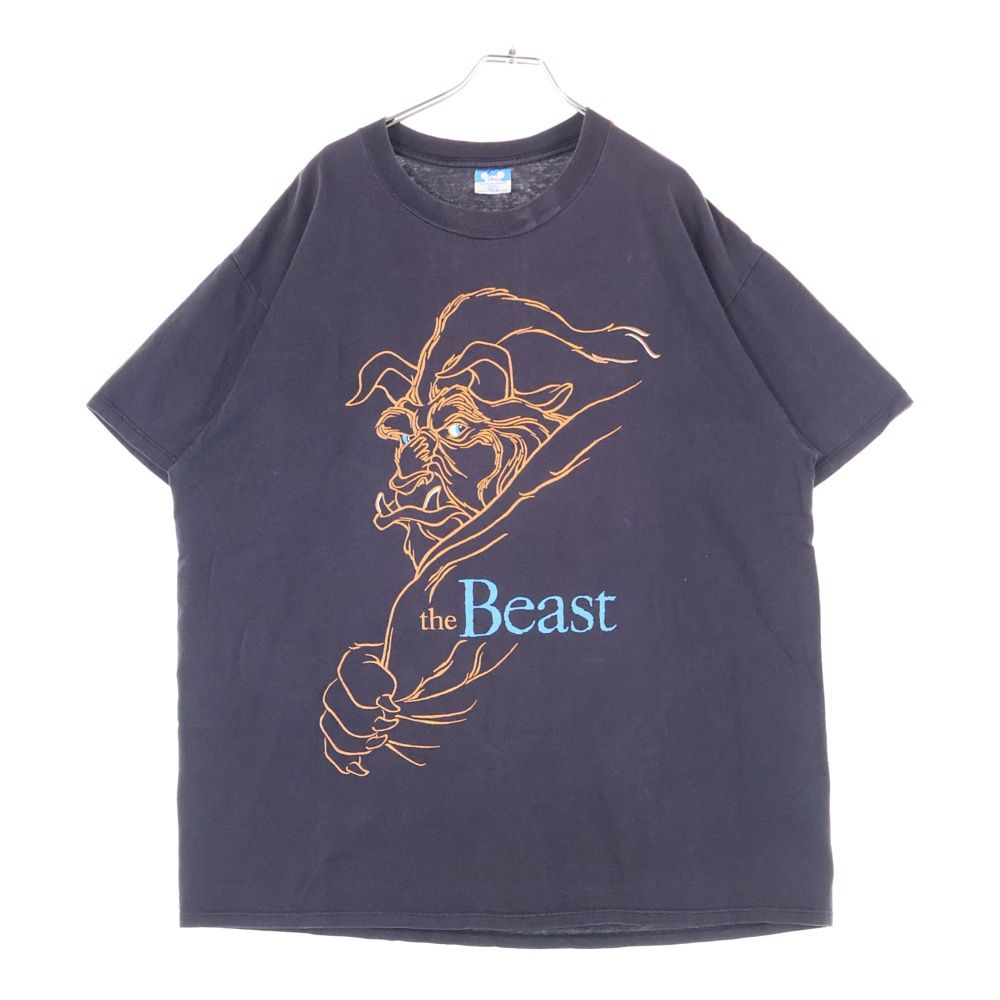 VINTAGE ヴィンテージ 90 s THE Beast 美女と野獣 ムービー プリント クルーネック半袖Tシャツカットソー ブラック