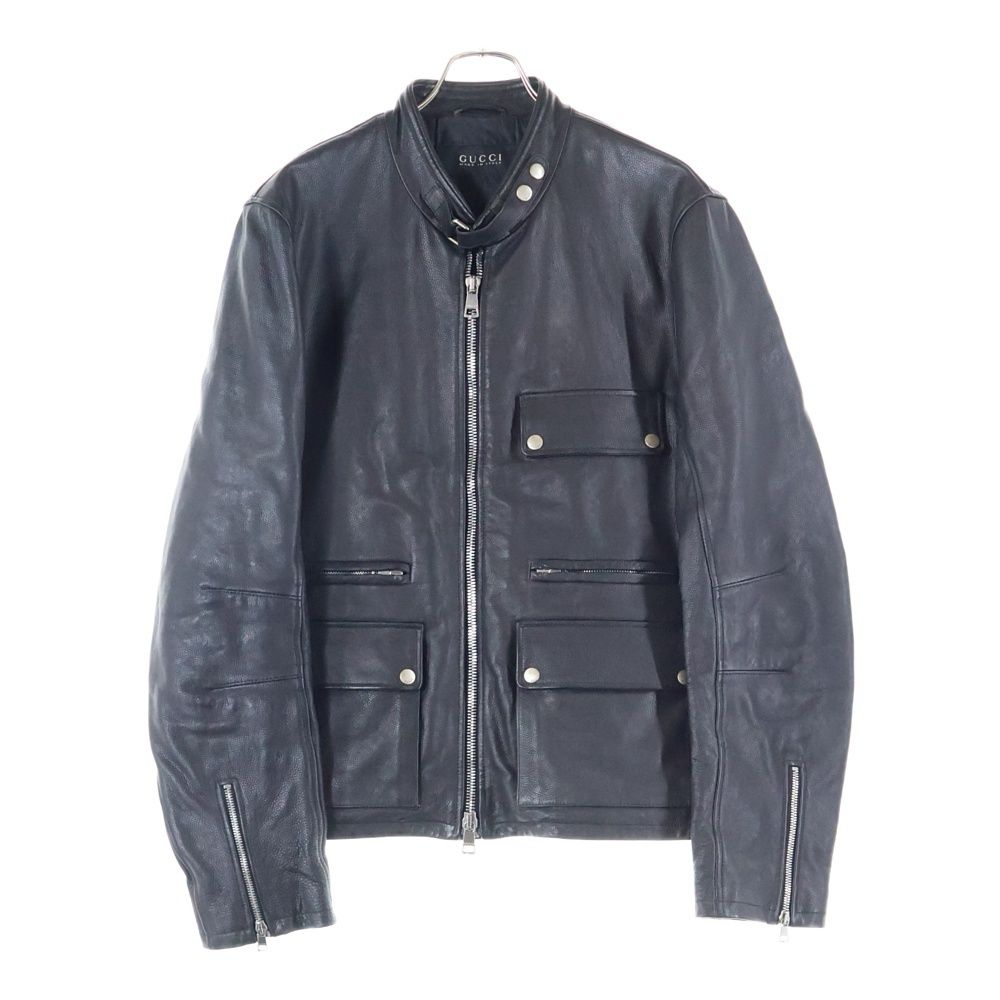 GUCCI (グッチ) シングルライダース レザージャケット ブラック - メルカリ