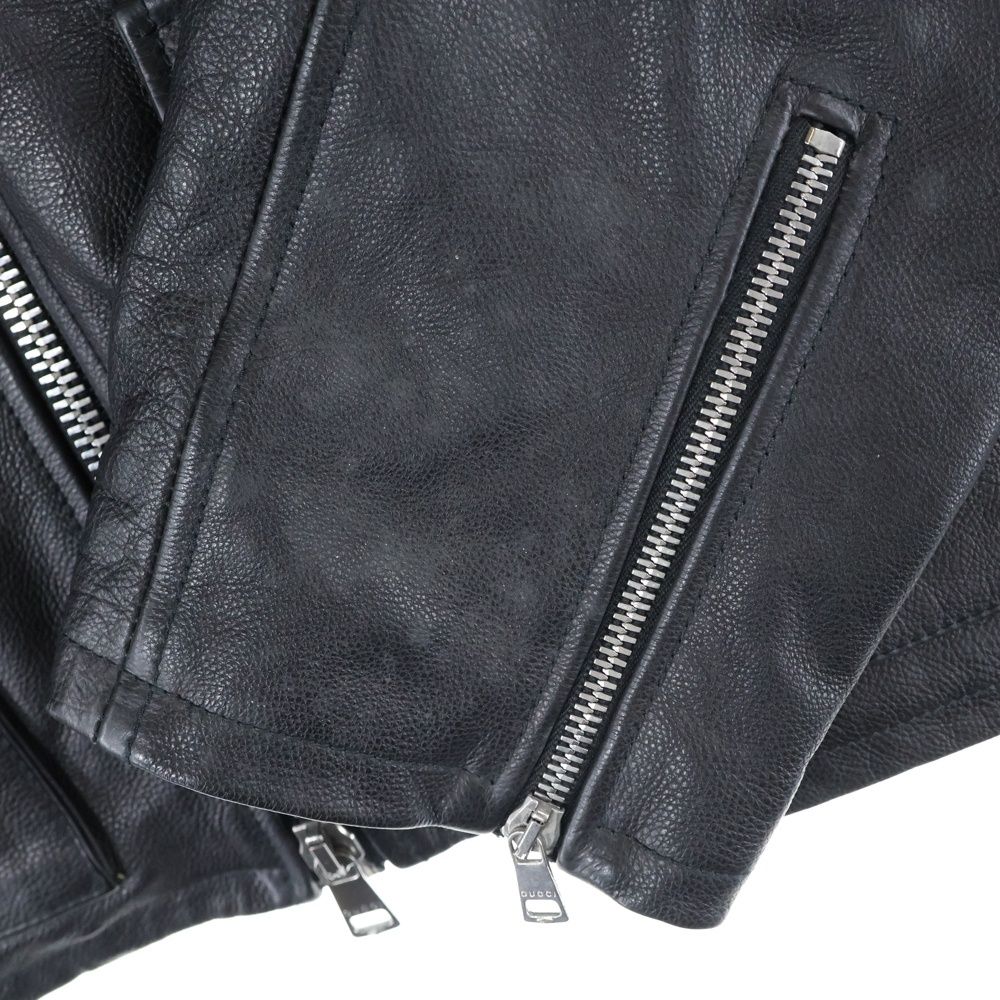 GUCCI (グッチ) シングルライダース レザージャケット ブラック - メルカリ