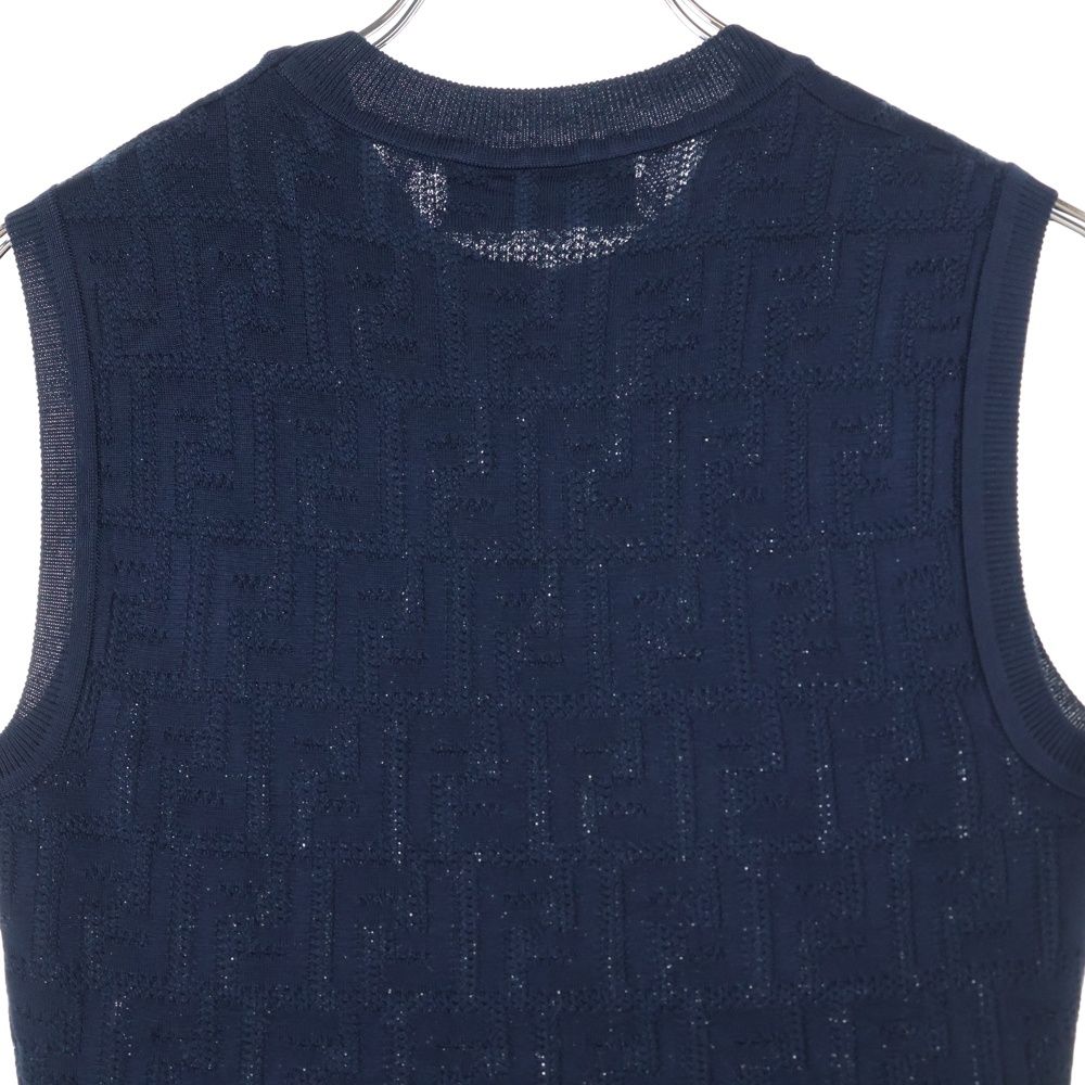 FENDI (フェンディ) FFロゴ ズッカ柄 ニット ノースリーブワンピース