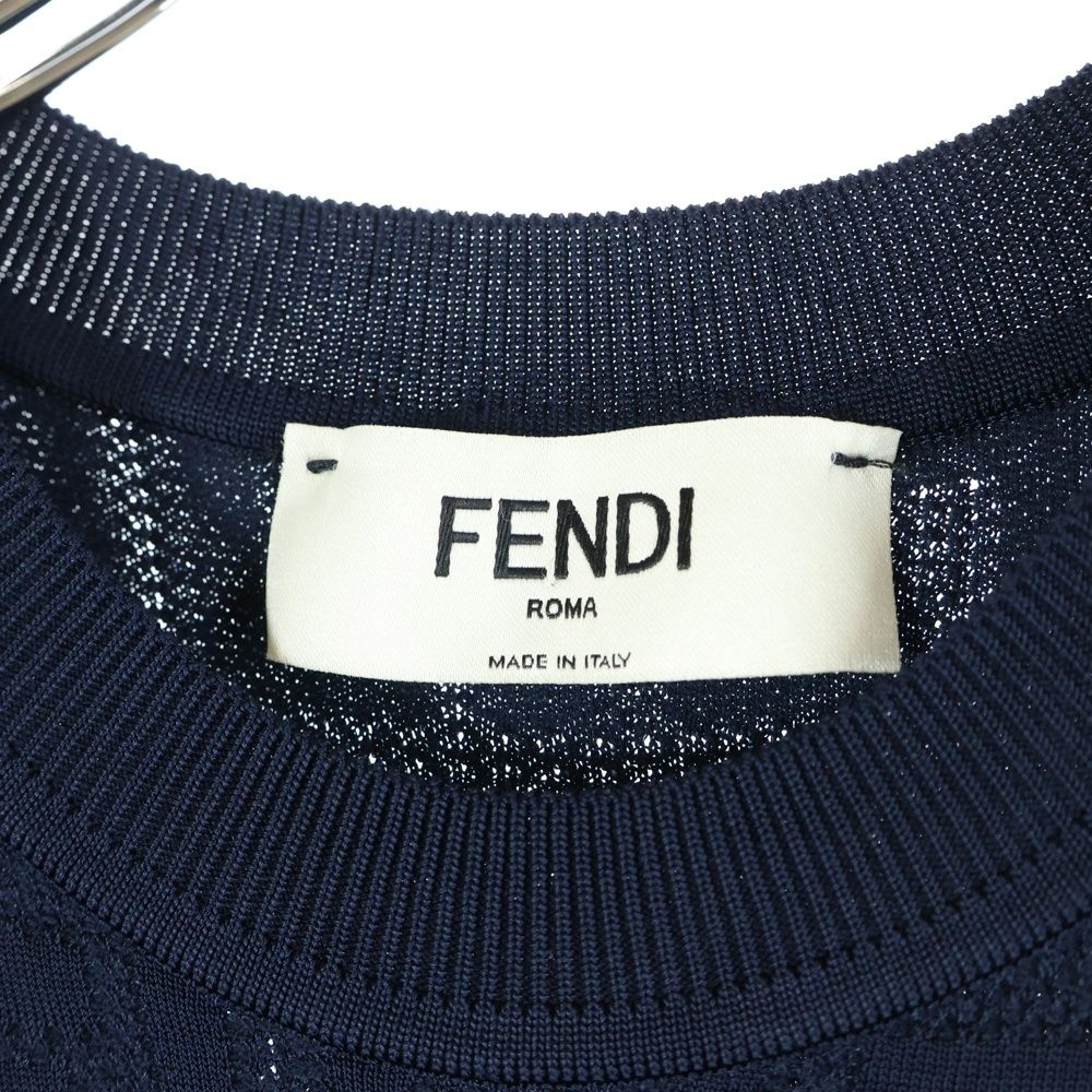FENDI (フェンディ) FFロゴ ズッカ柄 ニット ノースリーブワンピース