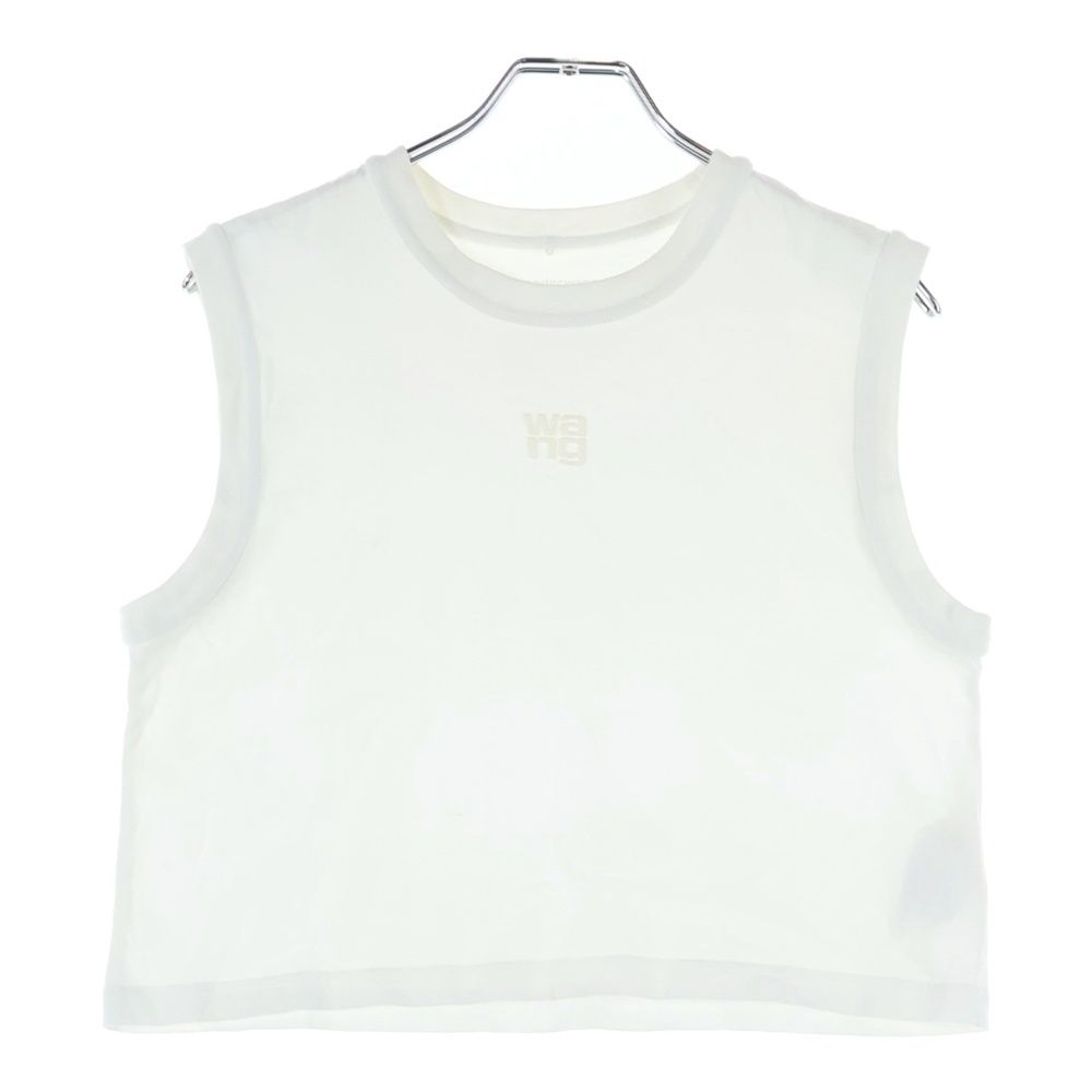 WANG アレキサンダーワン Crewneck Sleeveless ロゴ クロップドタンクトップ ホワイト