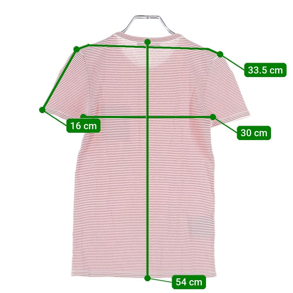  PRADA プラダ P 24 R 2 G ロゴ刺繍 スリムフィット ボーダー半袖Tシャツ カットソー レッド ホワイト 半袖(Tシャツ) Tシャツ カットソー