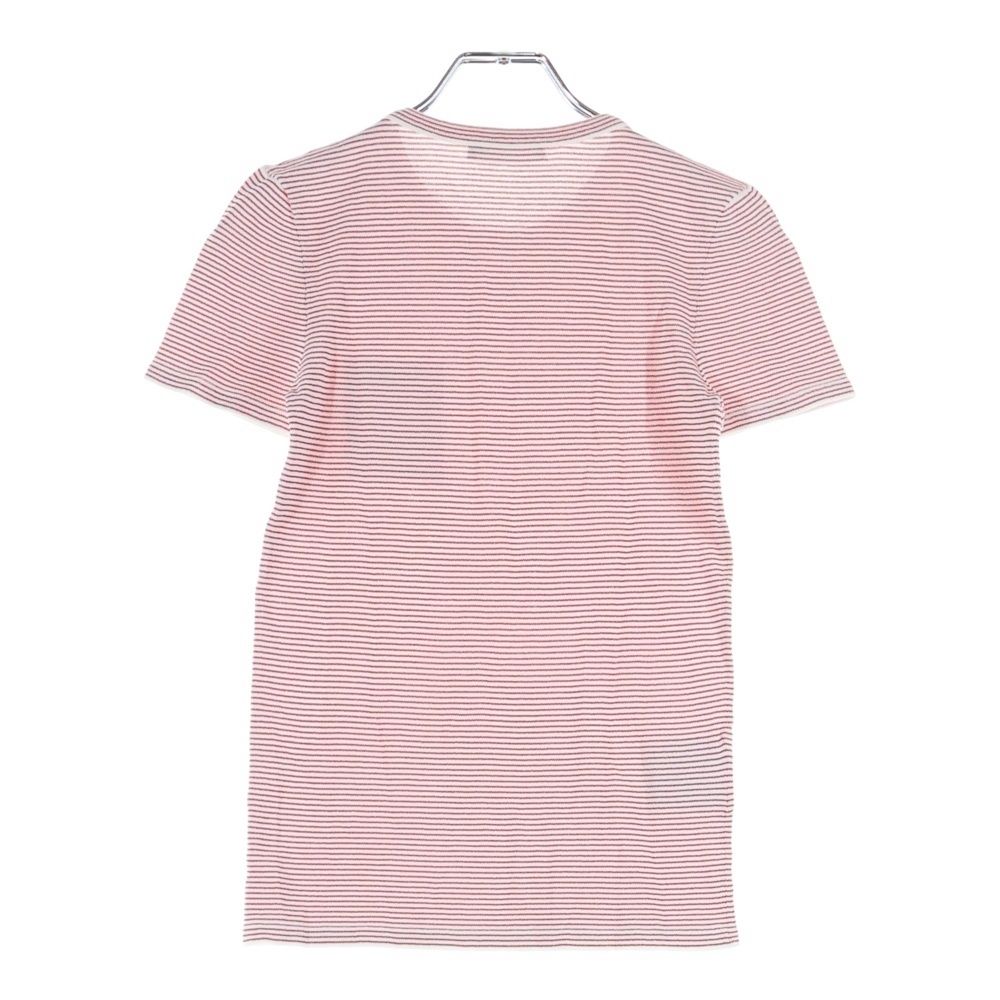 PRADA プラダ P 24 R 2 G ロゴ刺繍 スリムフィット ボーダー半袖Tシャツ カットソー レッド ホワイト