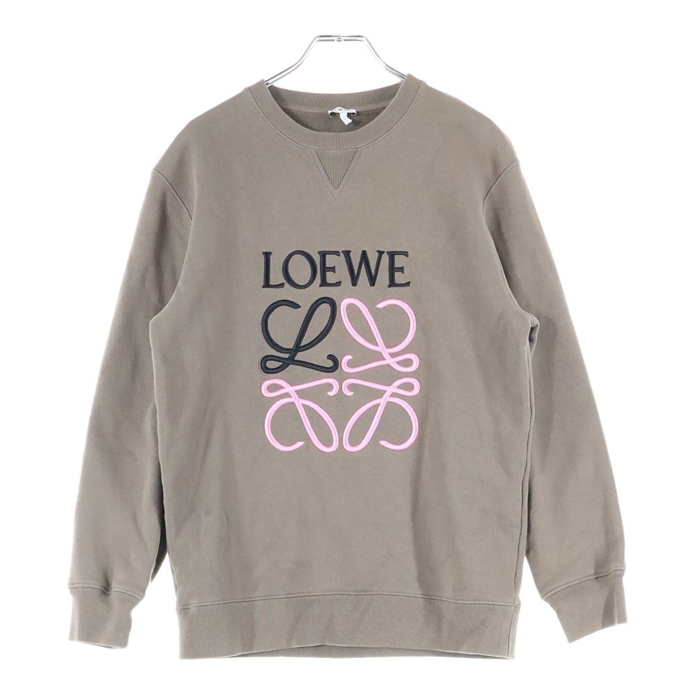 LOEWE ロエベ アナグラム刺繍クルーネックスウェット トレーナー グレー|ピンク