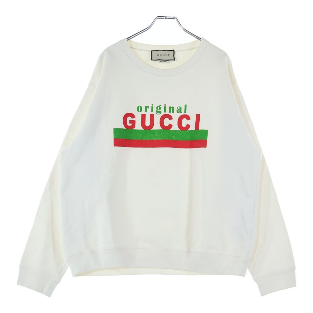 GUCCI グッチ ロゴプリント クルーネック プルオーバー スウェットトレーナー ホワイト 626990
