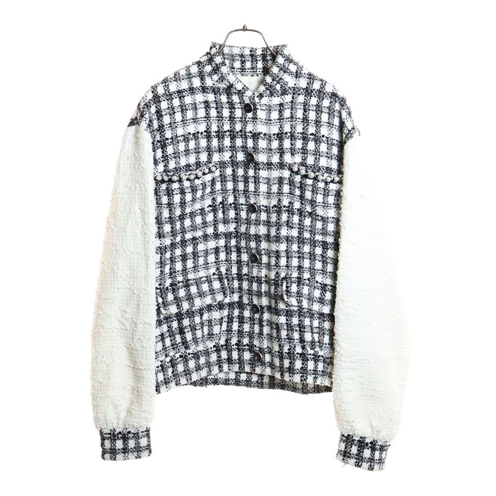 CHANEL (シャネル) 25SS ココマークボタン パール装飾 ギンガム