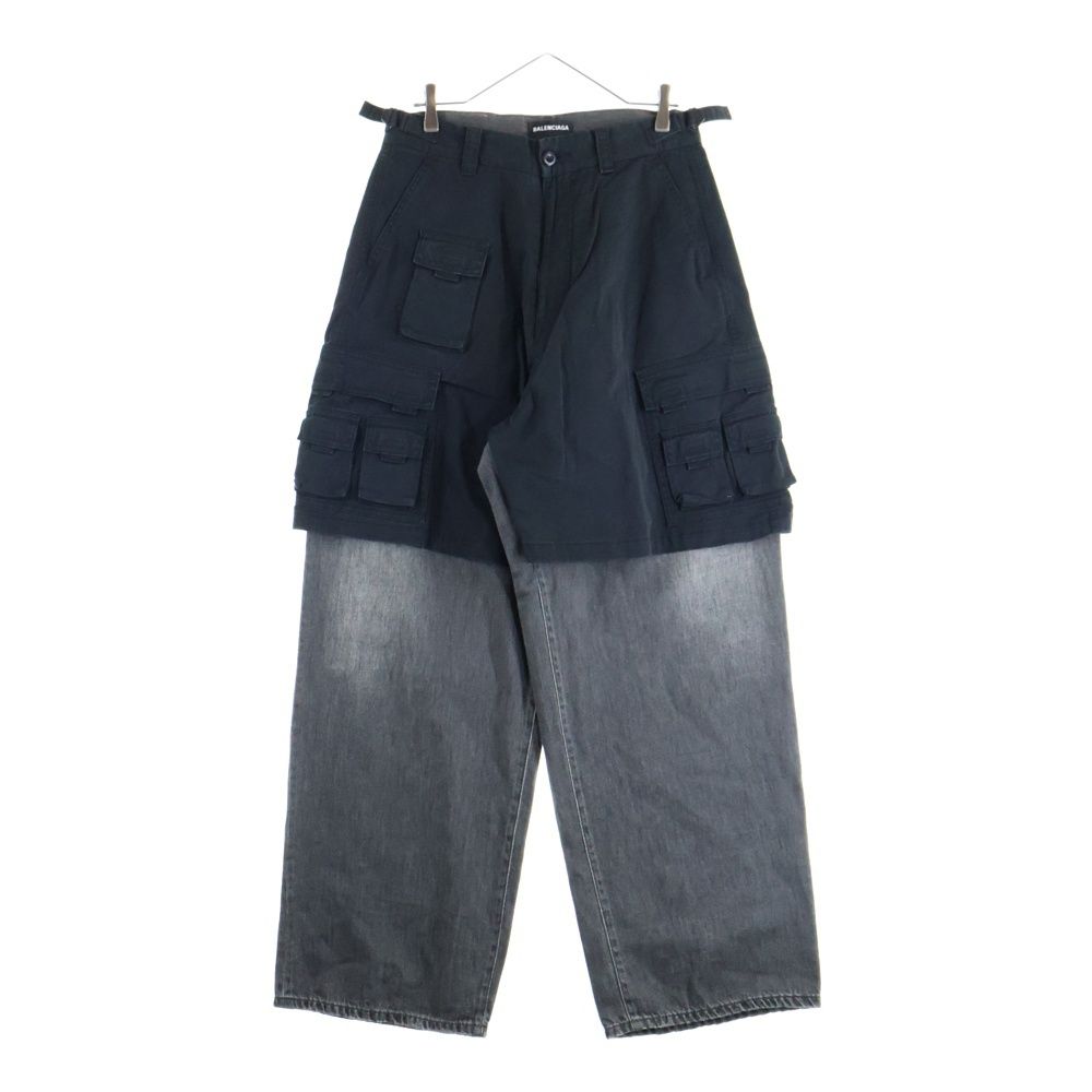バレンシアガ HYBRID CARGO LOOSE FIT PANTS ハイブリッド ルーズフィット カーゴパンツ ブラック 662891