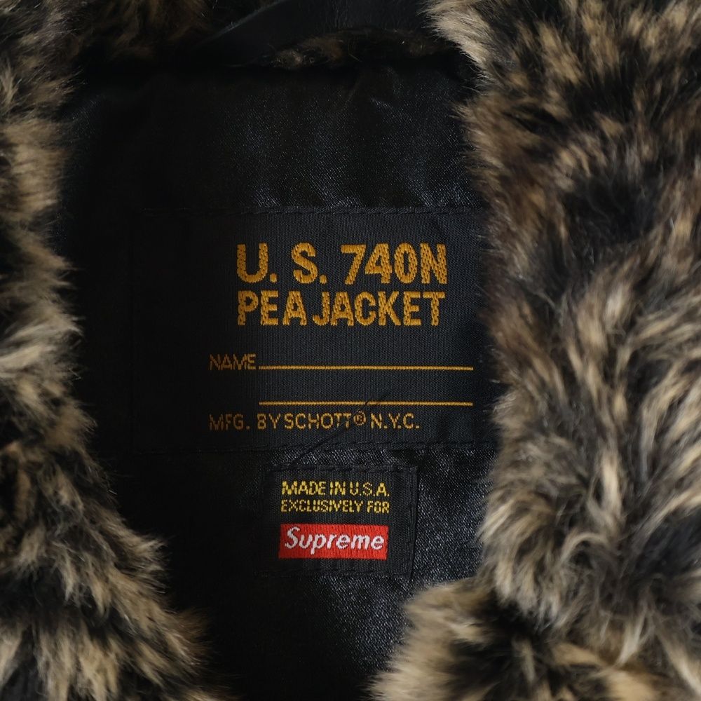 SUPREME (シュプリーム) 17AW ×Schott Faux Fur Peacoat フェイク