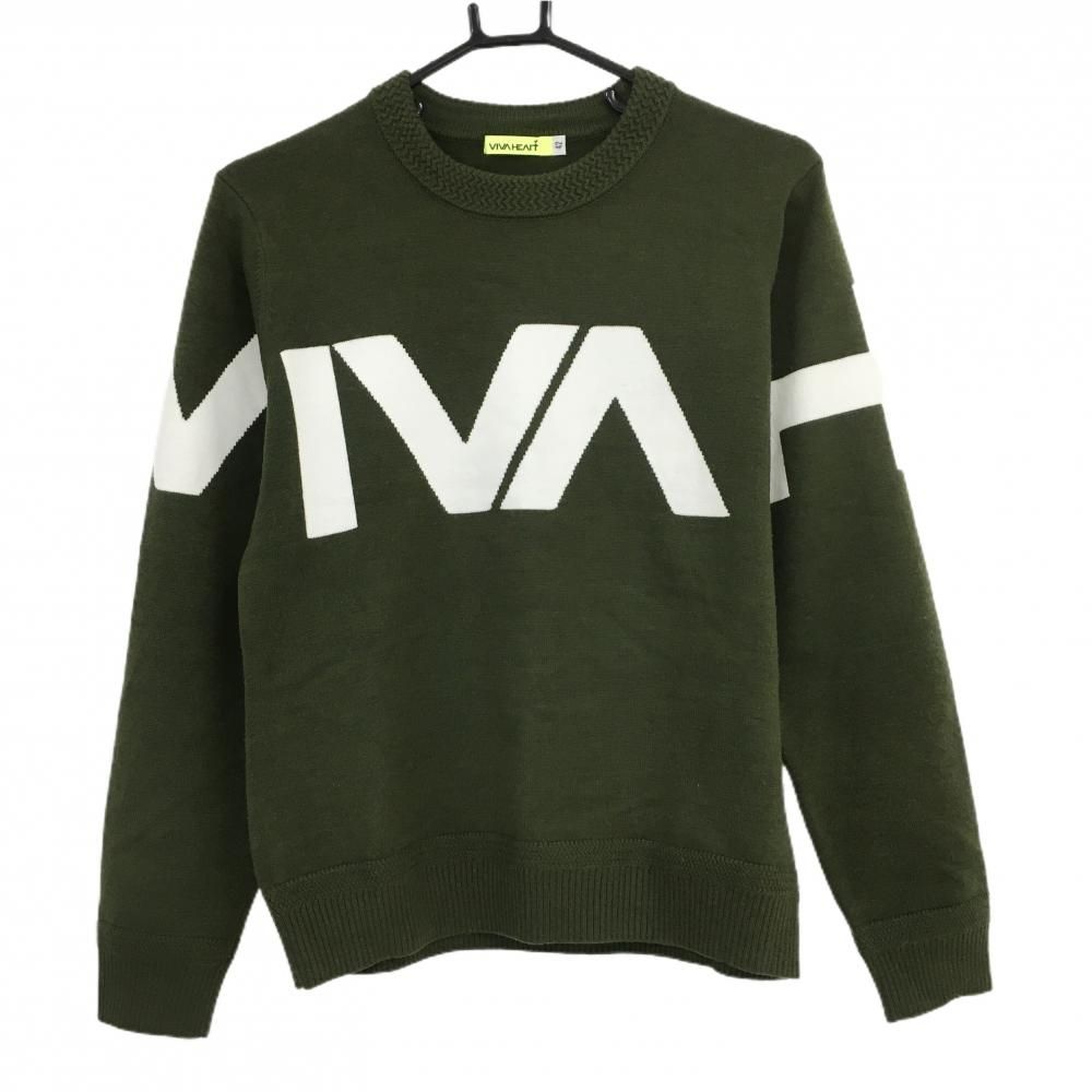美品】ビバハート セーター ダークグリーン×白 ニット アクリル混