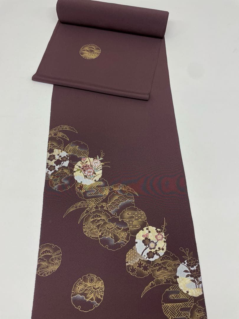 付け下げ 刺繍 金彩 雪輪 正絹 反物 T 9160