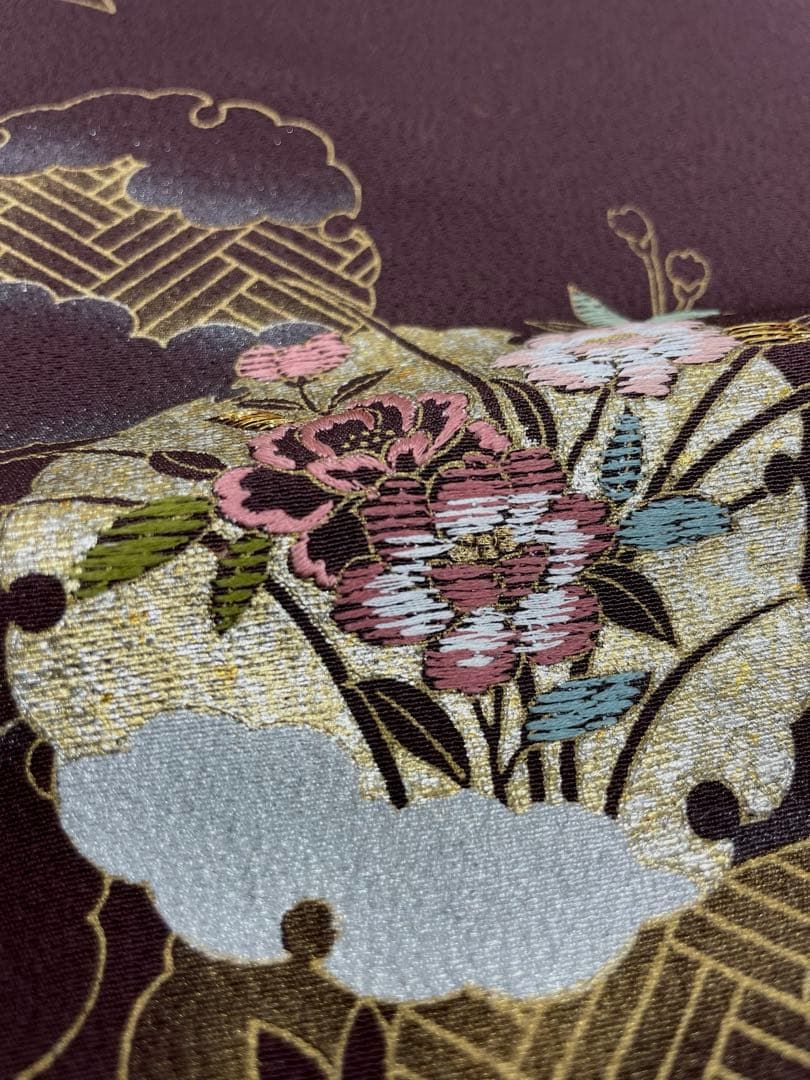 付け下げ 刺繍 金彩 雪輪 正絹 反物 T9160 - メルカリ