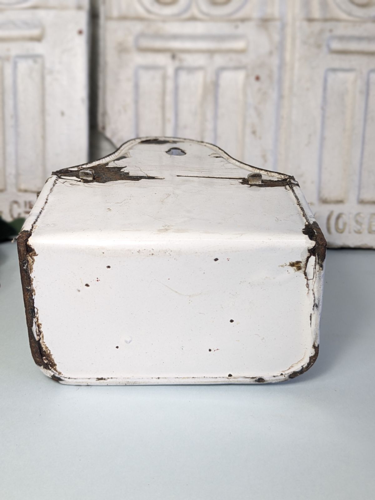 フランス アンティーク ホーロー製 アリュメット缶 マッチ入れ 小物