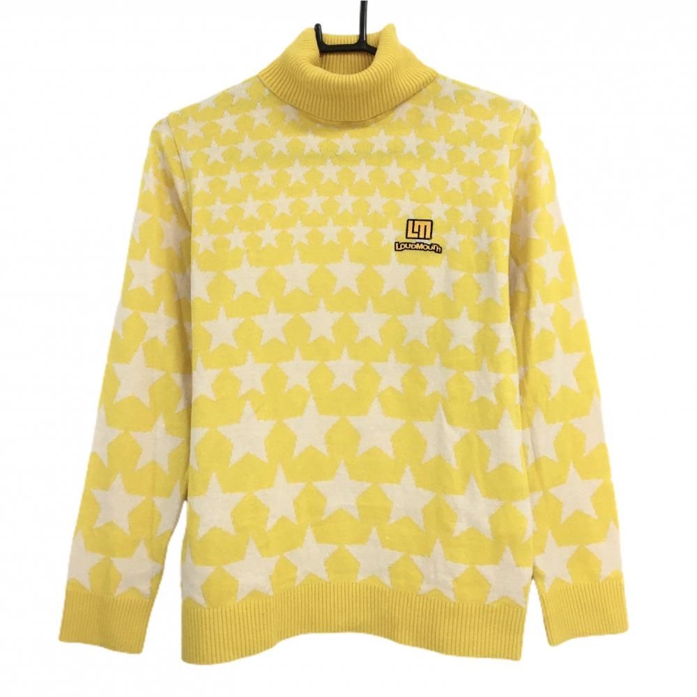 美品】ラウドマウス タートルネックセーター イエロー×白 星総柄
