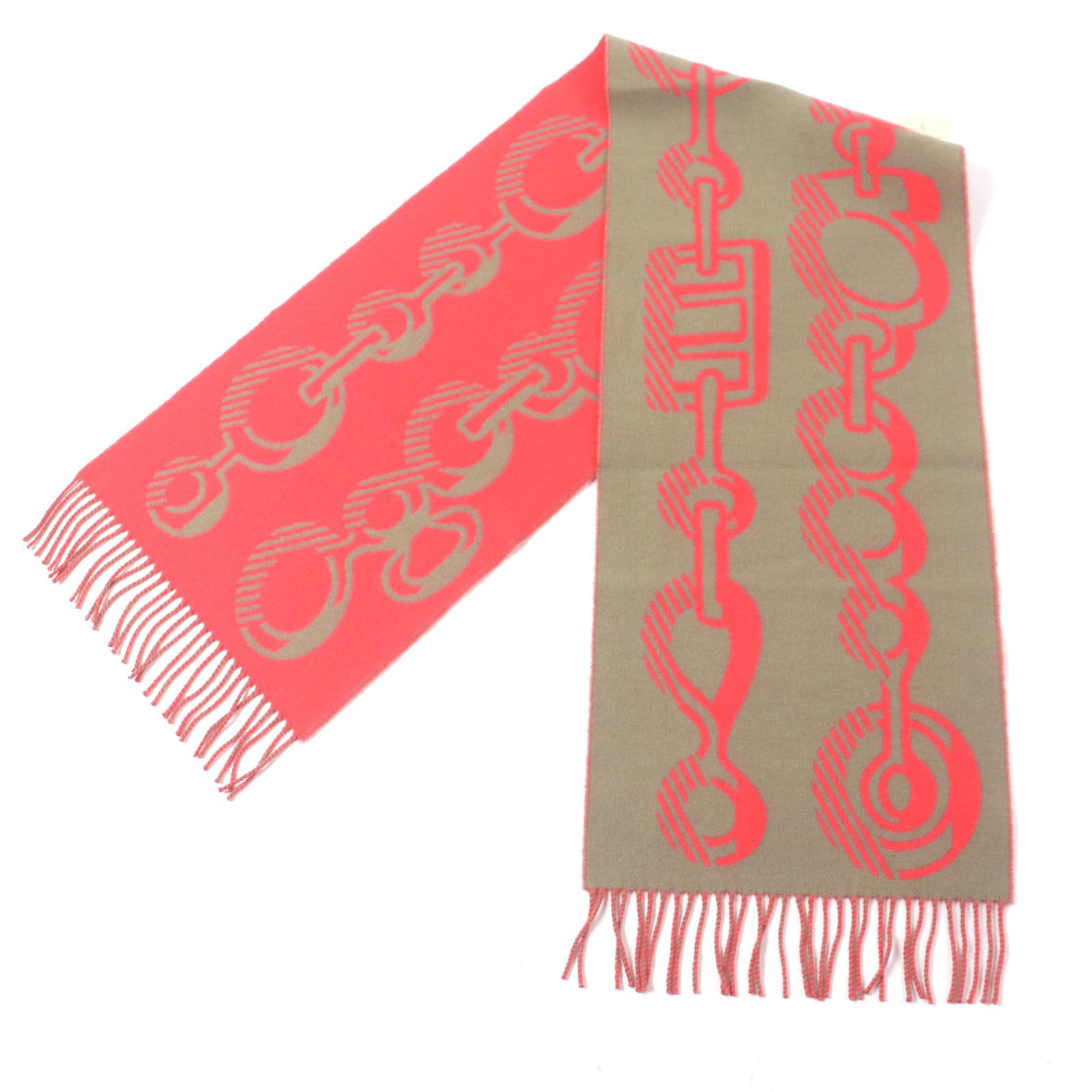 未使用品▽HERMES エルメス ドレバックル カシミヤ100% フリンジ付き