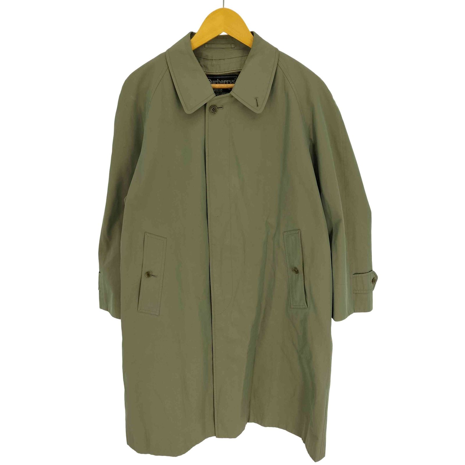 BURBERRYS(バーバリーズ) 80-90S OLD 裏地 ノバチェック 玉蟲 比翼 バルカマーン コート トレンチコート メンズ 表記無 【中古】【ブランド古着バズストア】 バーバリーズ BURBERRYS 80-90S OLD 裏地 ノバチェック 玉蟲 比翼