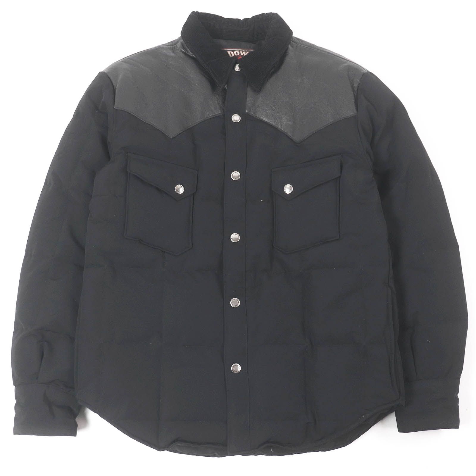 美品□SUGAR CANE シュガーケーン SC12342 レザーヨーク 牛革 襟コーデュロイ ウエスタン ダウンジャケット ブラック M 　正規品 メンズ 美品□SUGAR CANE シュガーケーン SC12342 レザーヨーク 牛革 襟