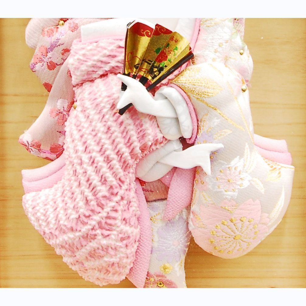 ピンク鹿の子絞り振袖押絵羽子板