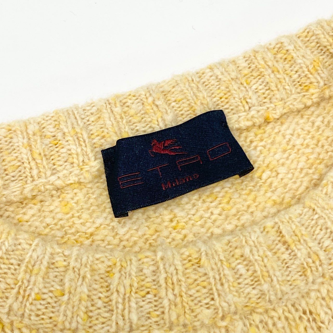 77L8 ETRO エトロ クルーネック ニット セーター 50 イエロー カシミヤ 