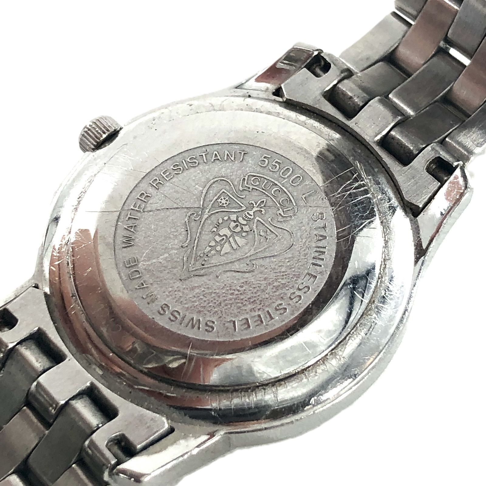 稼働 グッチ GUCCI 5500L レディース 腕時計 クォーツ QZ デイト 稼働 GUCCI グッチ5500L レディース時計 デイト ブラック文字盤 稼働