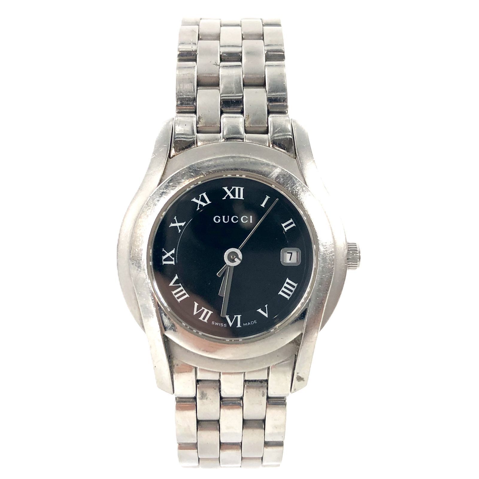 GUCCI グッチ 5500L SS/QZ デイト ブラック文字盤 レディース腕時計