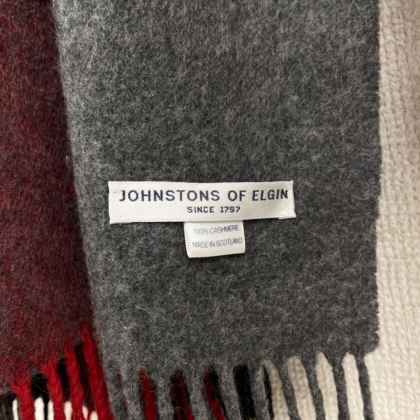 タグに傷あり JOHNSTONS OF ELGIN ジョンストンズカシミヤマフラー 