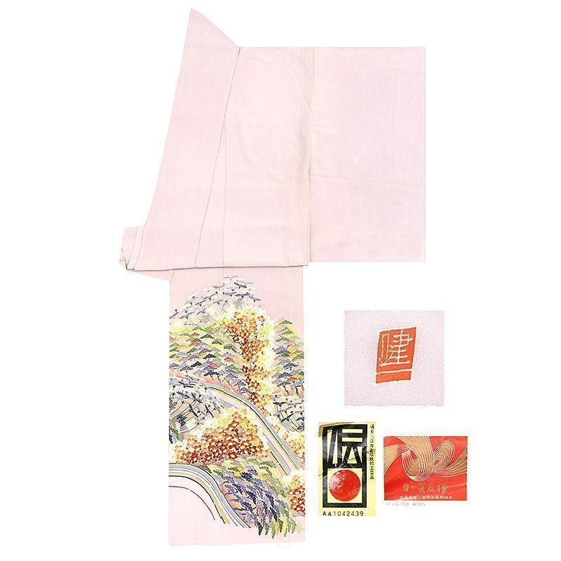 記念感謝祭 仕立無料 本加賀友禅手描き美術染西川健一先生作 工芸梅松菊小付文特撰色留袖