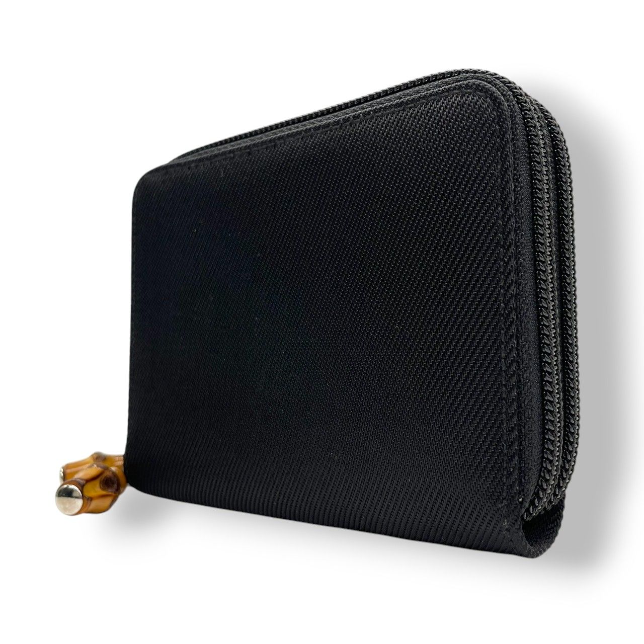 【美品】グッチ GUCCI バンブー ダブルファスナー コンパクトウォレット 二つ折り財布 ナイロン パテントレザー エナメル 黒 ブラック ラウンドジップ ミニ財布 ケース 小銭入れ ヴィンテージ オールド イタリア製 レディース メンズ w5 美品】グッチ GUCCI バンブー ダブルファスナー コンパクトウォレット