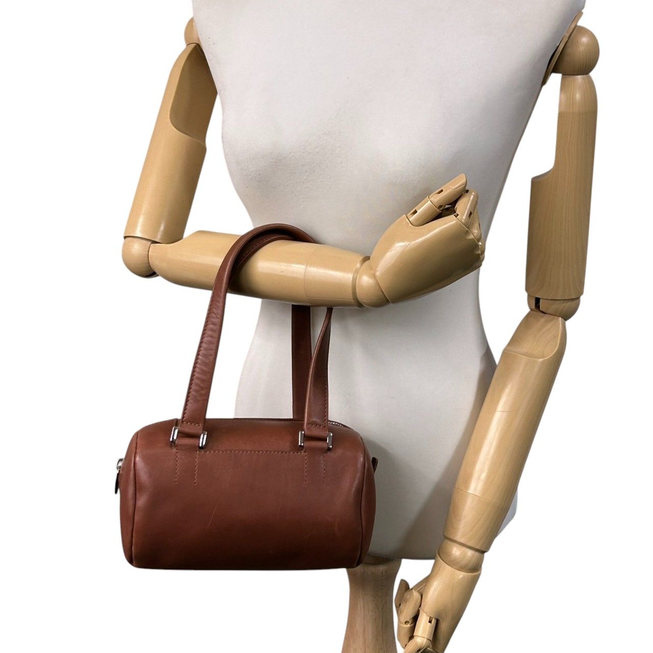 HIROFU　ヒロフ　ボストンバッグ　Hロゴ型押し　レザー　ブラウン 良品】HIROFU ヒロフ ワンショルダーバッグ オールレザー 本革 ロゴ型