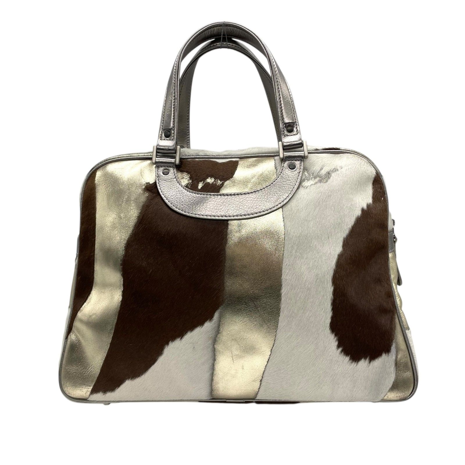 ジャックルコー リスボン ミニボストンバッグ カーフヘア パッチワーク