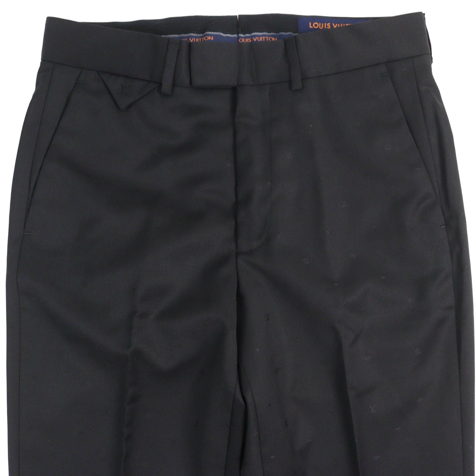 未使用品△LOUIS VUITTON ルイヴィトン 21AW ウール100％ LVロゴ刺繍 モノグラムミニ シガレットパンツ スラックス 裾未処理 44 正規品 未使用品△LOUIS VUITTON ルイヴィトン 21AW ウール100％ LVロゴ刺繍