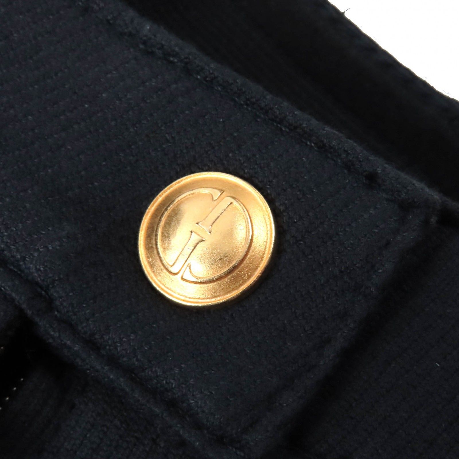 美品△GUCCI グッチ コットン トムフォード期 ロゴボタン サイドジップ デニム スカート ブラック系 40 イタリア製 レディース 美品△GUCCI グッチ コットン トムフォード期 ロゴボタン サイドジップ