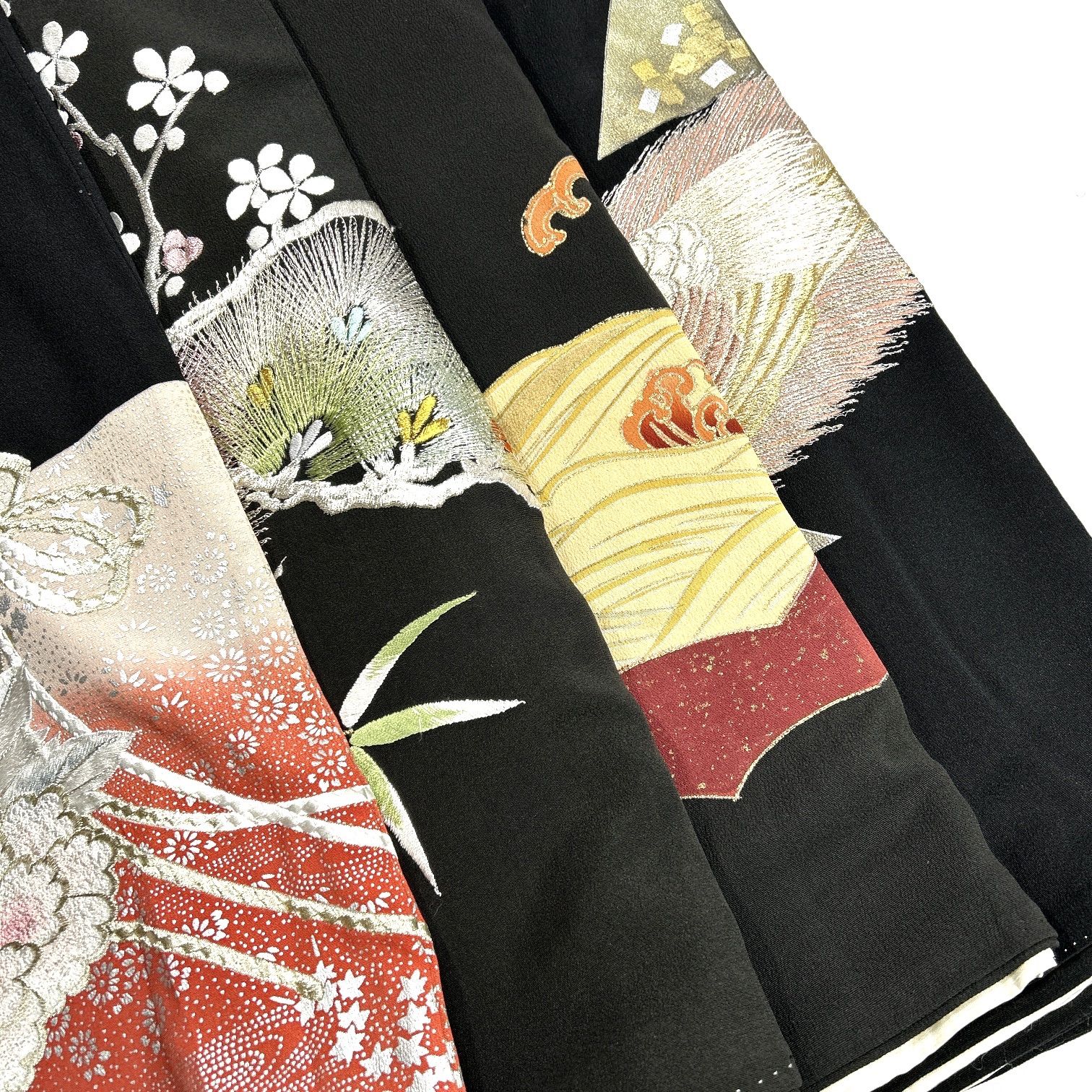 黒留袖 4枚 正絹 着物まとめ売り 同梱購入歓迎 リメイク用 着付け練習