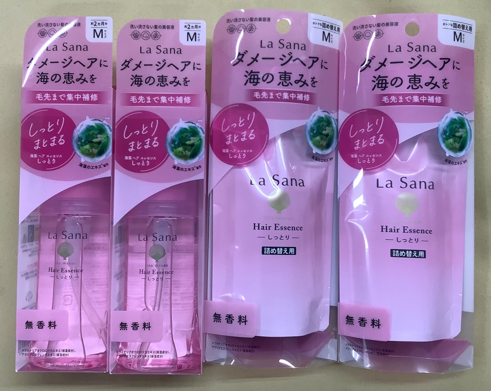 ヤマサキ ラサーナ ヘア エッセンス しっとりM 、詰め替え用M 4個