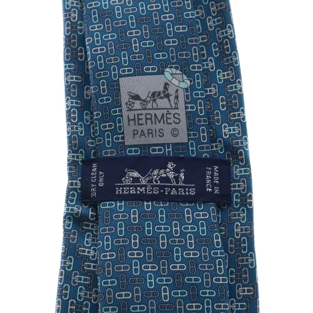 HERMES (エルメス) シェーヌダンクル柄 シルクネクタイ ブルー - メルカリ