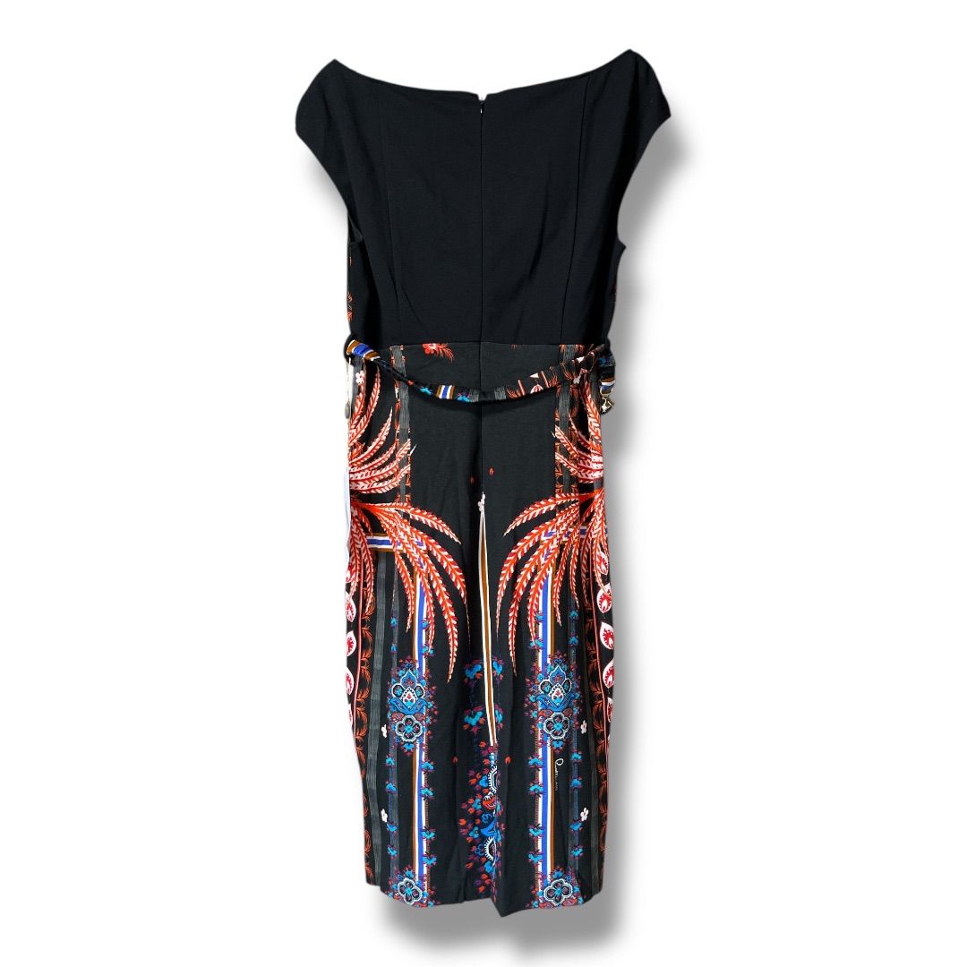 Cavalli Class Roberto カヴァッリ クラス ロベルトカヴァッリ ノースリーブ ワンピース 総柄 ストレッチ ベルト付き レディース ブラック 夏 23 No.K 981