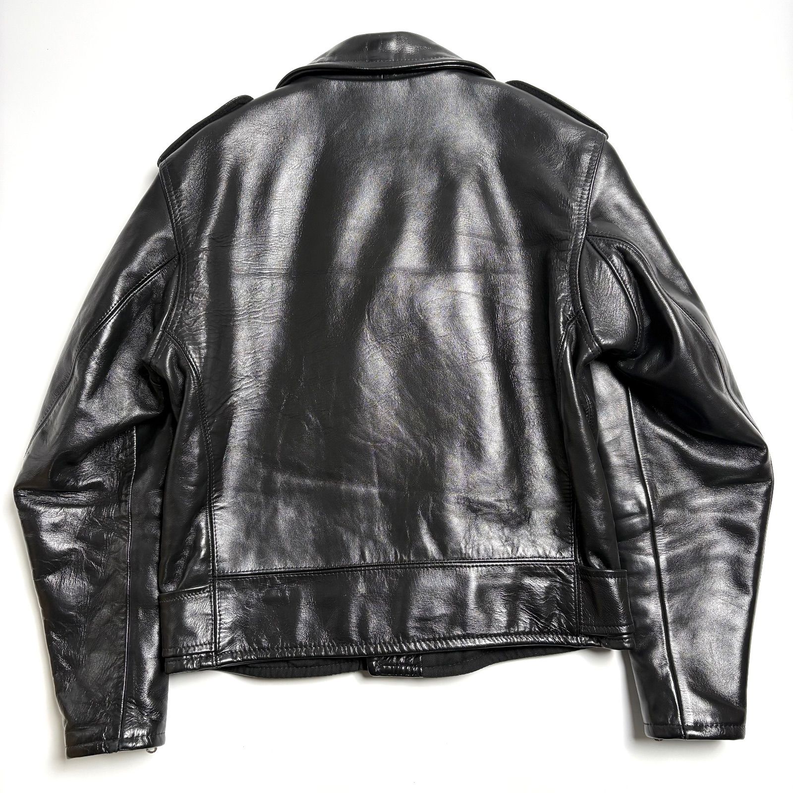 米国製】Schott レザー ライダースジャケット 黒 42 馬革 Dポケ 本革