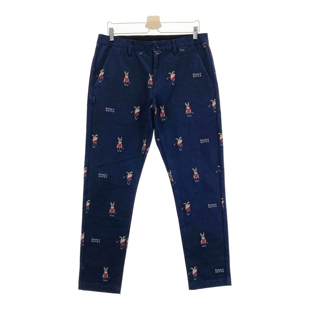 サイズ 6 PEARLY GATES パーリーゲイツ 2025年 ロングパンツ トラッドラビット 総柄 ネイビー系 ゴルフウェア メンズ ストスト