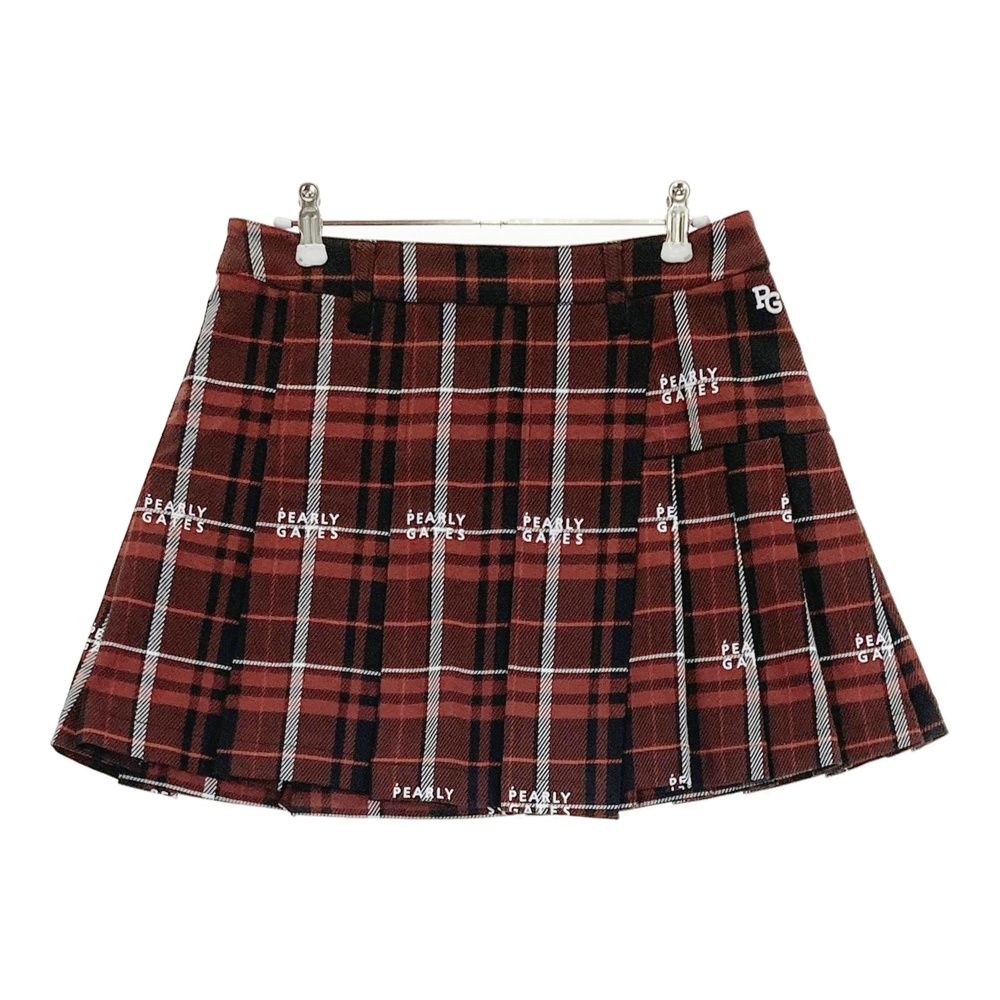 サイズ 1 PEARLY GATES パーリーゲイツ 2025年モデル ストレッチ スカート タータンチェック柄 ブラウン系 ゴルフウェア レディース ストスト