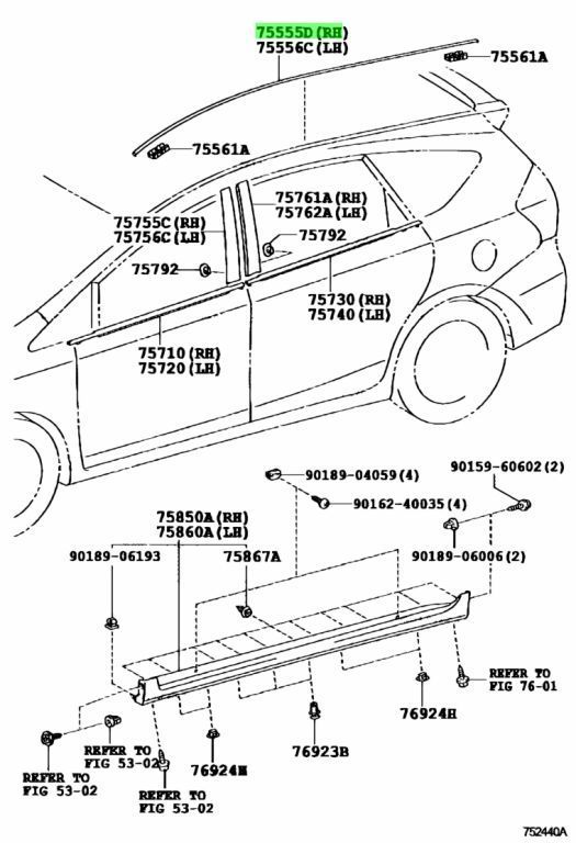 トヨタ TOYOTA 純正 新品 未使用 40 プリウスα ルーフドリップサイド