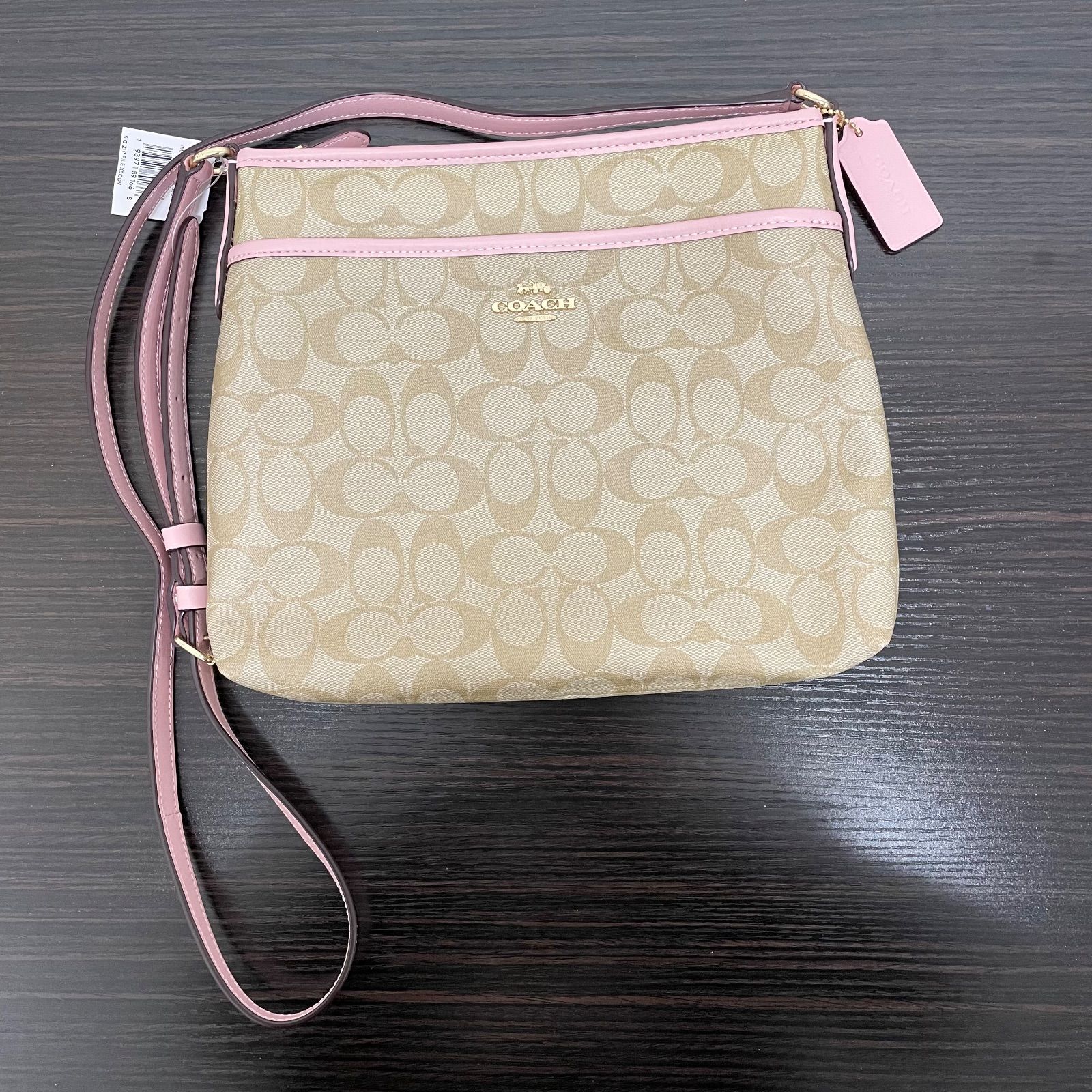 未使用】COACH コーチ ショルダーバッグ 斜め掛け シグネチャー柄 PVC