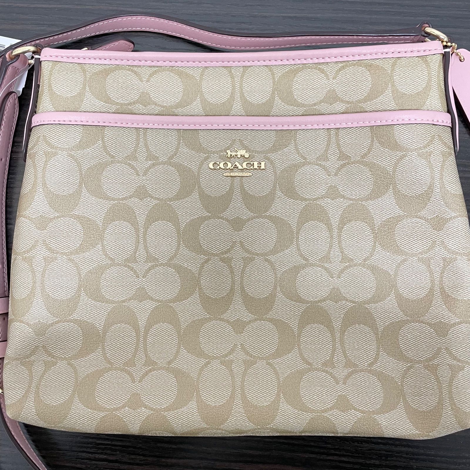 未使用】COACH コーチ ショルダーバッグ 斜め掛け シグネチャー柄 PVC