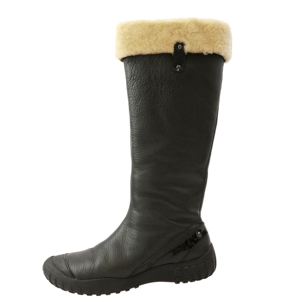 COLE HAAN コールハーン ファー レザー ロング ブーツ ブラック系 7B