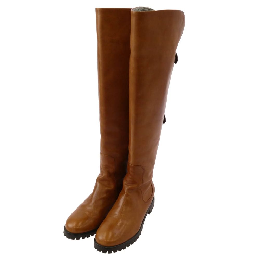 COLE HAAN コールハーン バックジップ レザー ロング ブーツ ブラウン