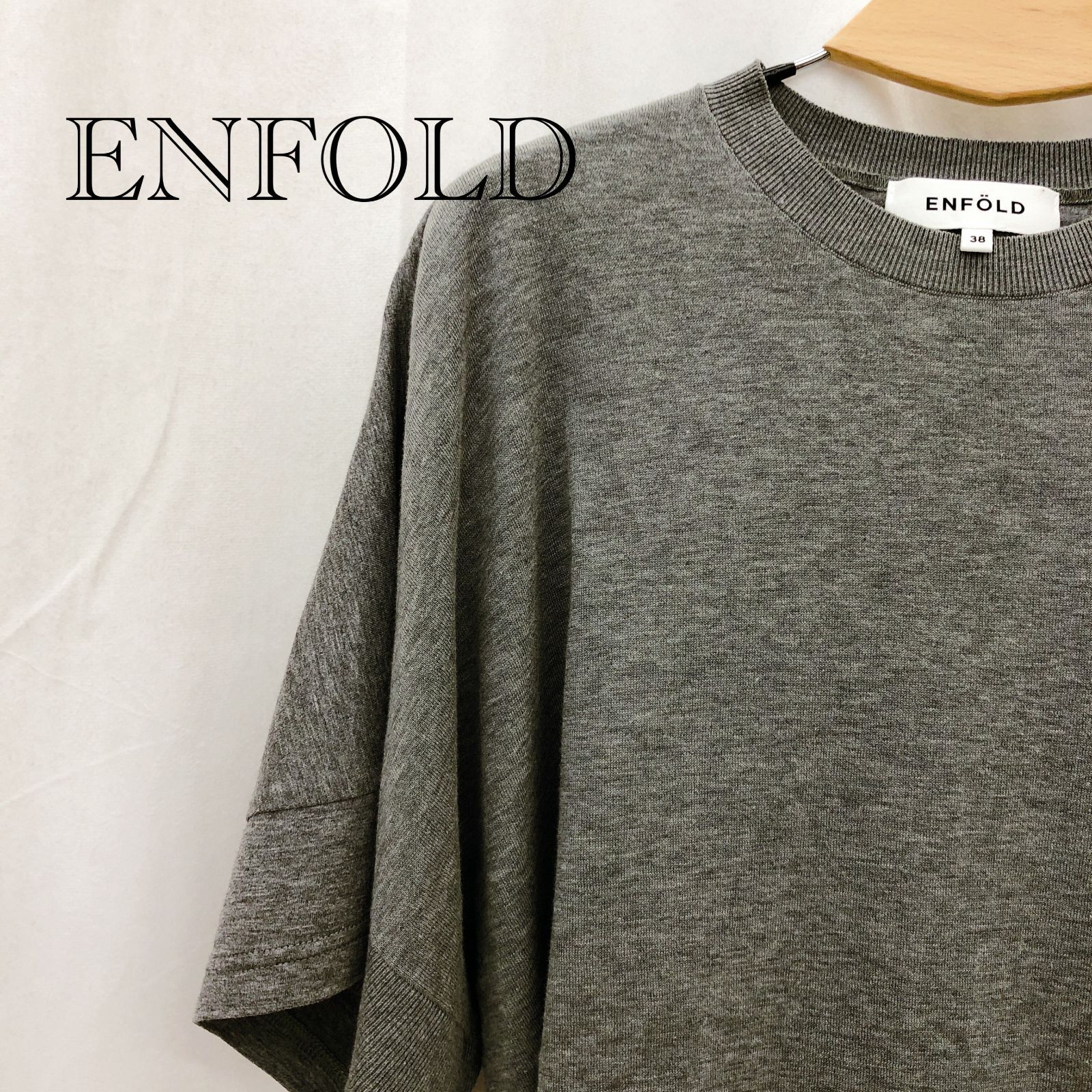 ENFOLD 半袖トップス 38 ENFOLD エンフォルド トップス 半袖 コットン100％ 38 グレー