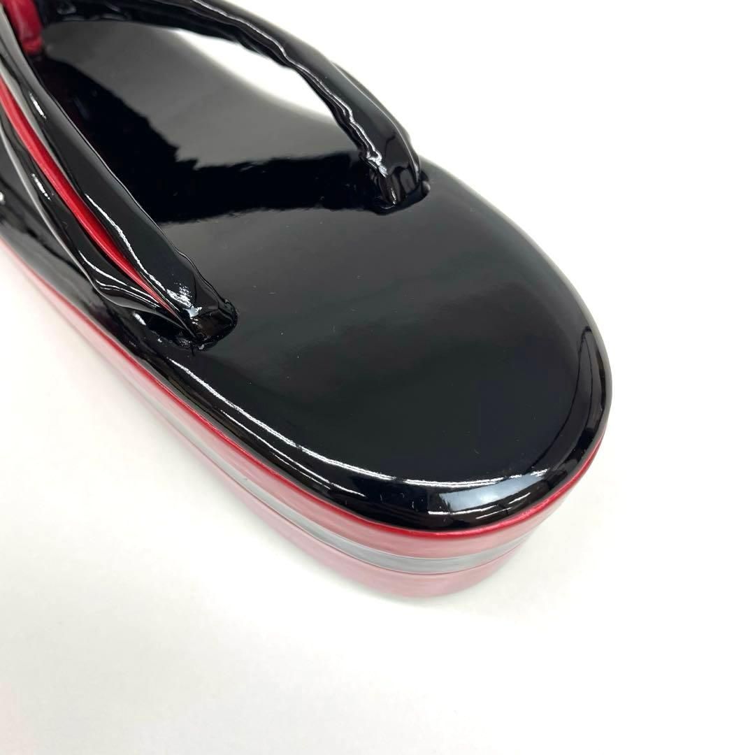  着物と帯 時流 Z 25992 t◆ 草履◆3段 Lサイズ 黒×赤 草履 和装履物